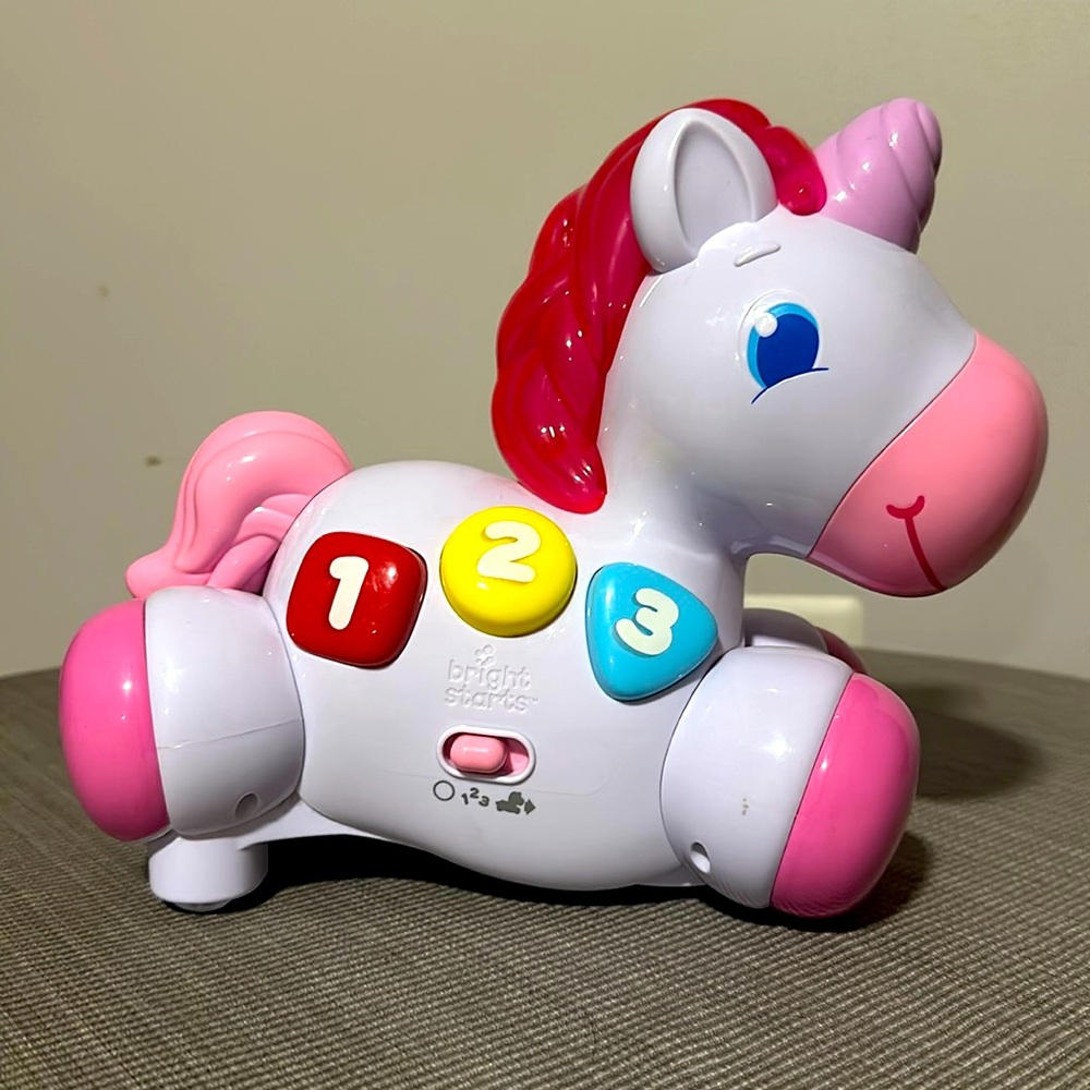 Bright Starts Rock & Glow Unicorn Crawl & Chase Toy Learning ABC Numbers